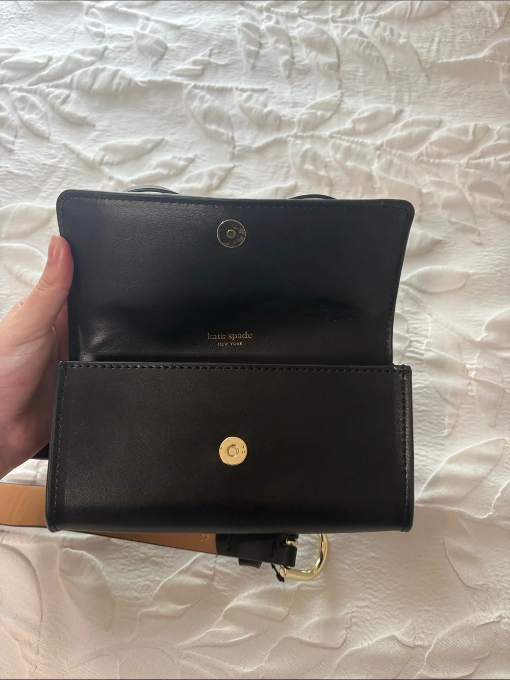 Kate spade Black Women's Leather Crossbody Bag with Bow Accent